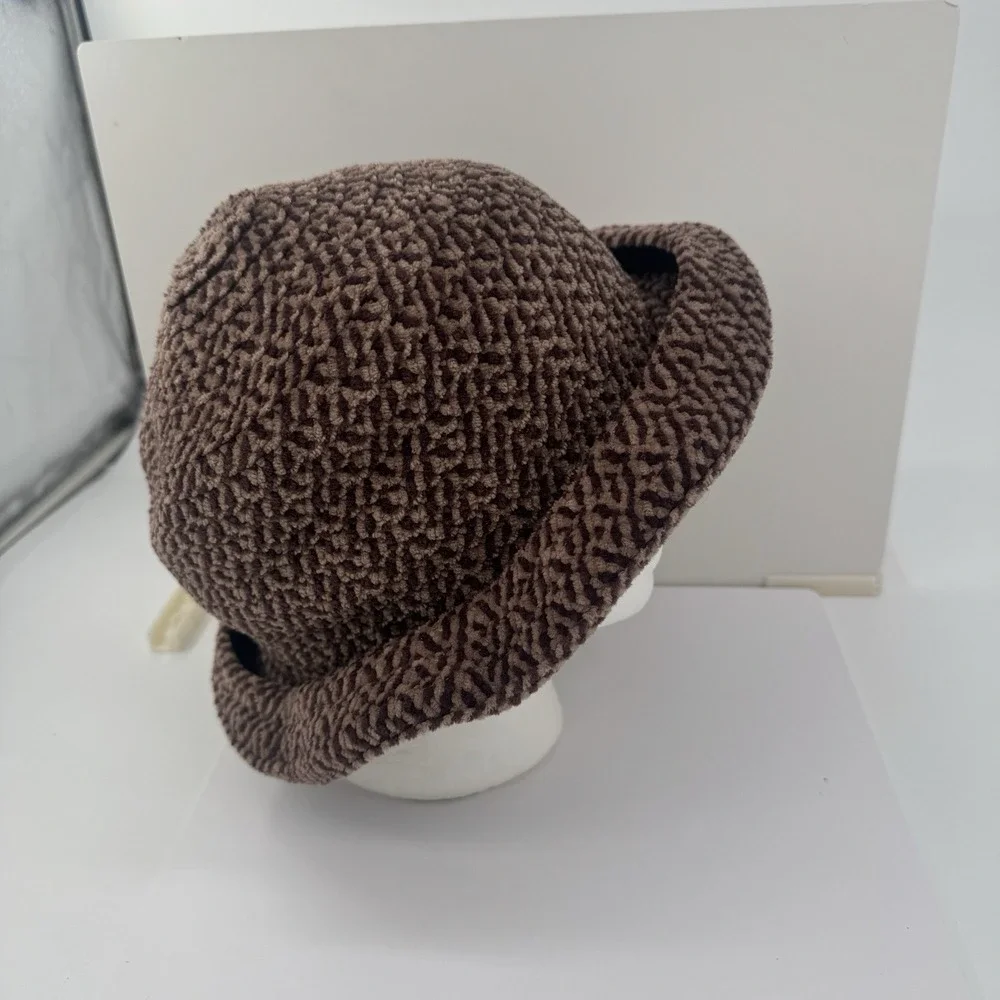 Liz Claiborne Brown Textured Bucket Hat Vintage 90s Plush OS Granny core‎